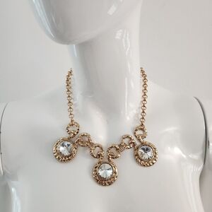 Paparazzi Gold Triple Gem Statement Necklace